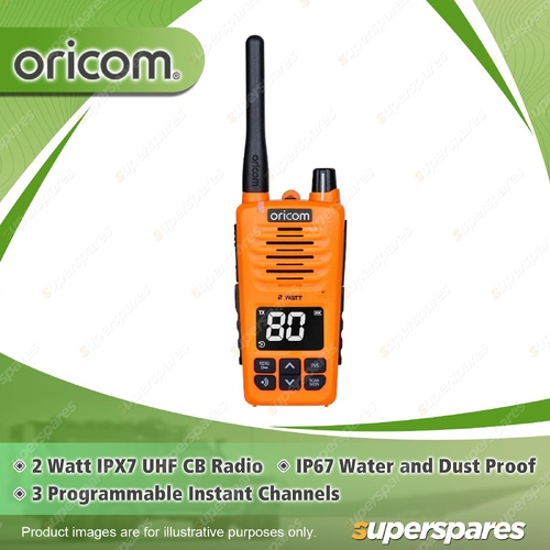 Oricom Orange Portable 2 Watt IPX7 UHF CB Radio - IP67 Rating UHF2600-1OR