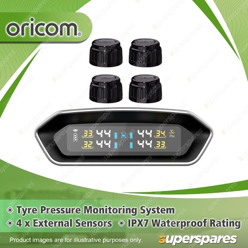 Oricom IPX7 Tyre Pressure Monitoring System - 4 External Sensors TPS10-4E