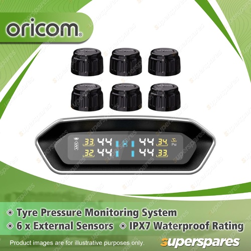 Oricom IPX7 Tyre Pressure Monitoring System - 6 External Sensors TPS10-6E