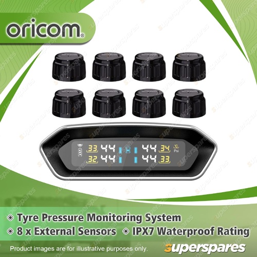 Oricom IPX7 Tyre Pressure Monitoring System - 8 External Sensors TPS10-8E