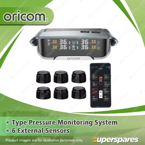 Oricom Tyre Pressure Monitoring System - Include 6 External Sensors TPMS10-6E