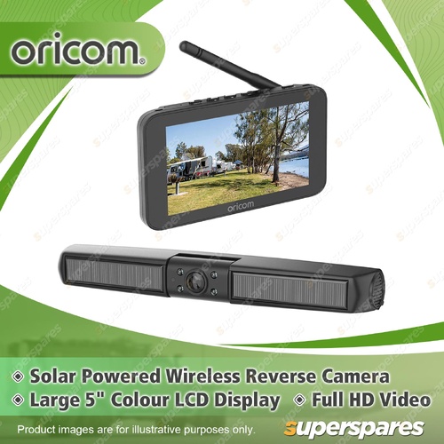 Oricom Solar Powered Wireless Reverse Camera - Large 5" Colour LCD Display WRCSP