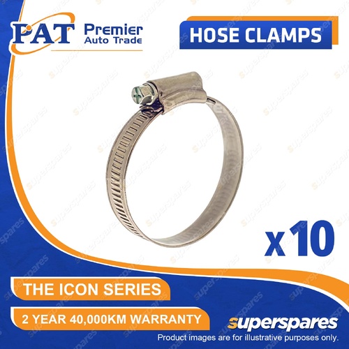 10 Pcs PAT ICON Series Hose Clamps - Solid Slim Band Part Stainless 9.5-12mm