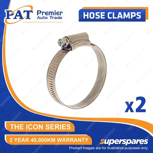 2 Pcs PAT ICON Series Hose Clamps - Solid Slim Band Part Stainless 11-16mm
