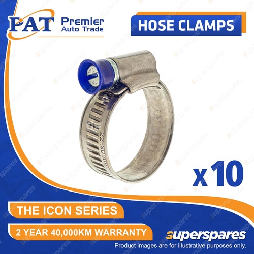 10 Pcs PAT ICON Series Solid Band Protective Collar Full Stainless Clamp 14-27mm
