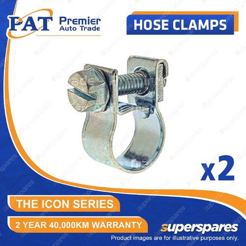 PAT ICON Series Nut & Bolt Hose Clamps - Zinc Plated 13-15mm Pack of 2