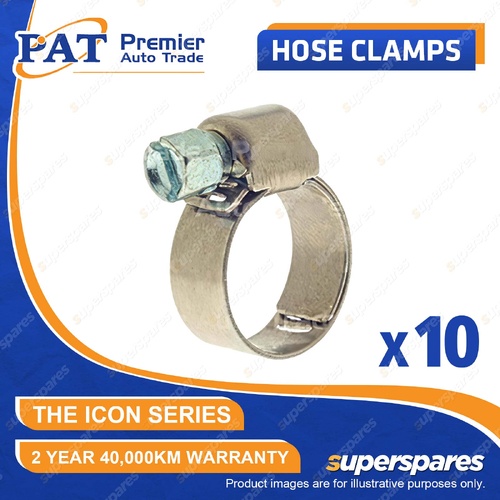 PAT ICON Series Fuel Hose Clamps - Extended Band Size 9-17mm Pack of 10