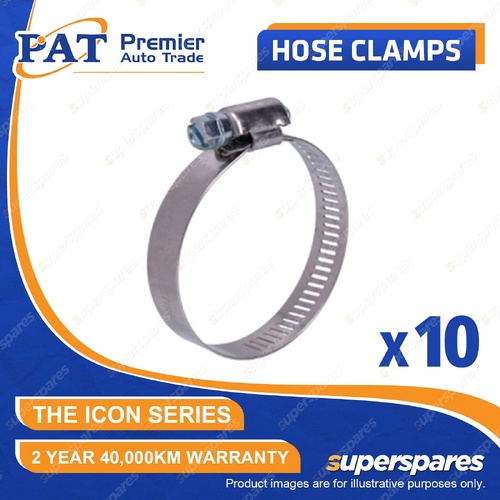 10 Pcs PAT ICON Series Hose Clamps - Perforated Slim Band Part Stainless 18-38mm