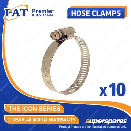 PAT ICON Series Hose Clamps - Perforated Full Stainless 33-57mm Pack of 10
