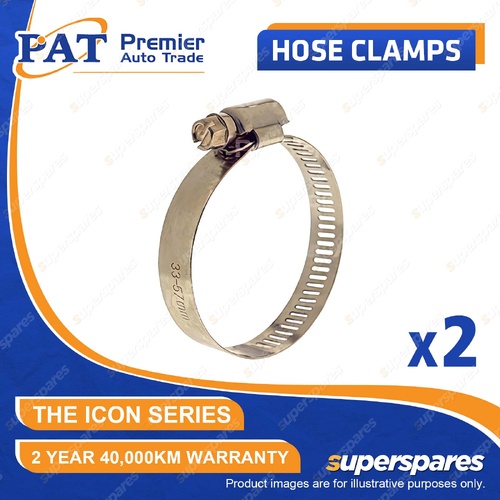 PAT ICON Series Hose Clamps - Perforated Full Stainless 33-57mm Pack of 2
