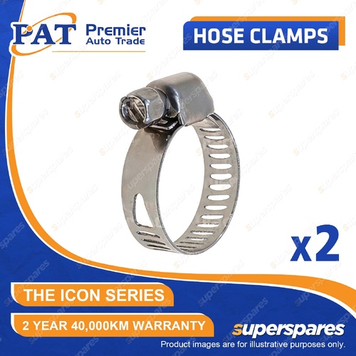 2 Pcs PAT ICON Series Hose Clamps - Perforated Slim Band 316 Stainless 6-16mm