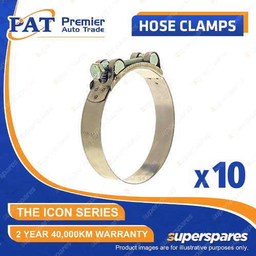 PAT ICON Series Hose Clamps - T Bolt Part Stainless 60-63mm Pack of 10