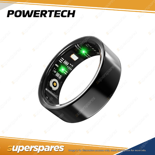 Powertech Smart Ring IP68 Blood Oxygen Heart Rate Sleep Monitor Black - Small