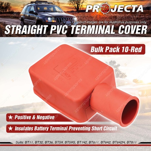 Projecta Straight PVC Terminal Cover - Red Positive and negative Bull Pack 10
