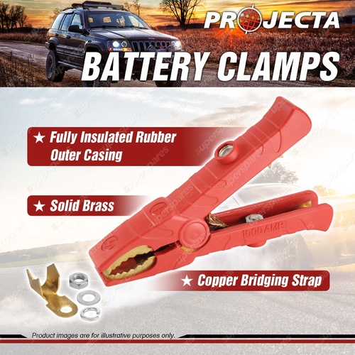 Projecta 1000A Solid Brass Battery Clamp Battery Starter Jump Red