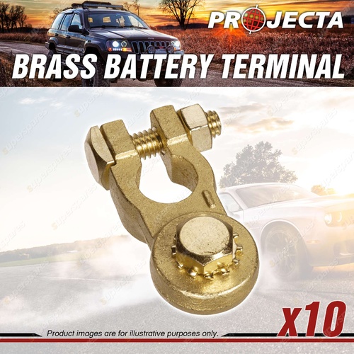 Projecta 3/8" 10mm Brass Battery Terminal Negative - Heavy Duty Bolt Box of 10