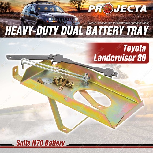 Projecta HD Dual Battery Tray for Toyota Landcruiser 80 Diesel 1HZD 1HDT 1HDFT