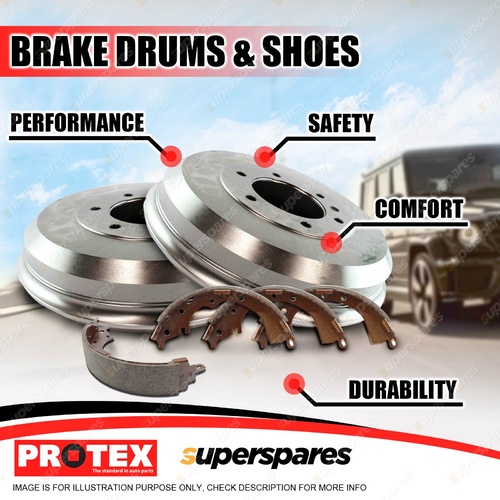 Protex Rear Brake Drums + Shoes for Holden Rodeo TF Series 4x2 4x4 1988-2002