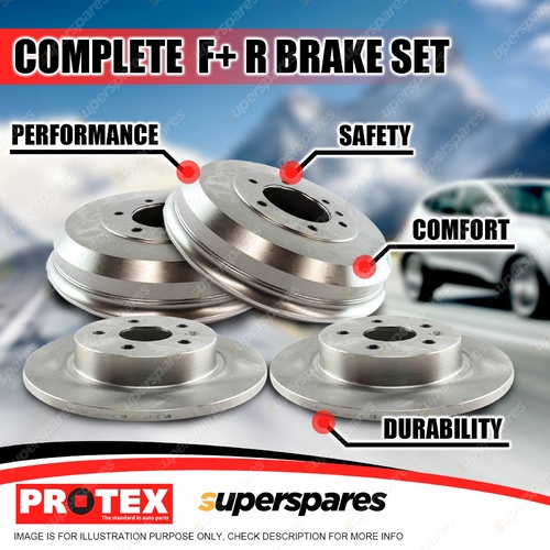 Protex Front + Rear Solid Brake Rotors Drums for Daihatsu Feroza F300 F310 4WD