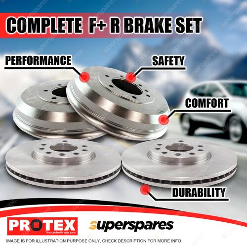 Protex Front + Rear Brake Rotors Drums for Ford F100 2WD 75 - 12/86