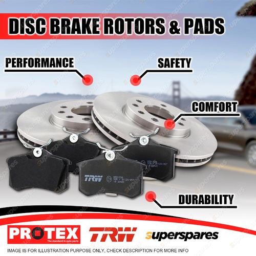 Protex Front Brake Rotors + TRW Pads for Mercedes Benz Vito II 119 122 W639