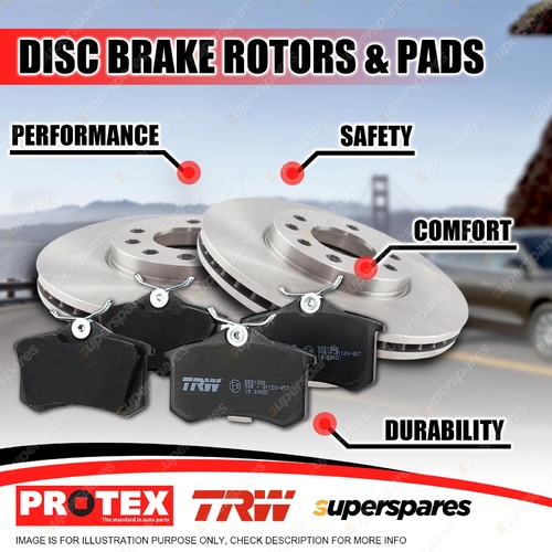 Protex Rear Brake Rotors + TRW Pads for Audi A3 S3 TT 97-06 Premium Quality