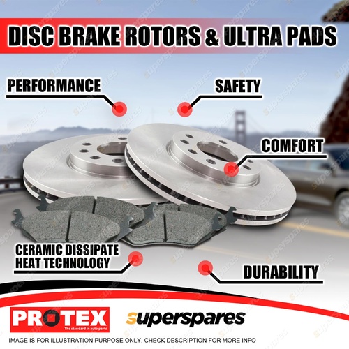 Protex Front Brake Rotors + Ultra Pads for Nissan Navara 4WD D22 2.5L TD