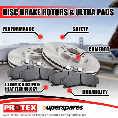 Protex Front Brake Rotors + Ultra Pads for Volkswagen Crafter SY 2.0L 08/2018-On