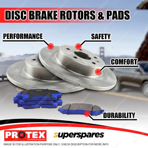 Protex Rear Disc Brake Rotors + Blue Pads for Volkswagen Scirocco Rear PR 1KE
