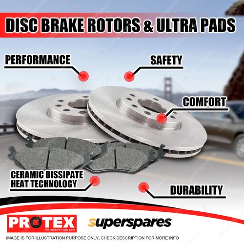 Protex Front Brake Rotors + Ultra Pads for Nissan Pathfinder Terrano R50 3.3L V6