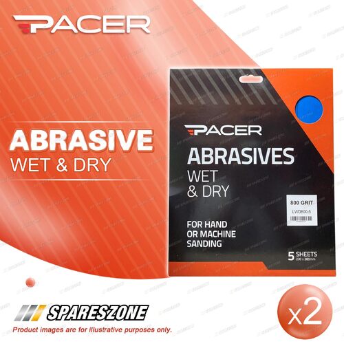 2 x Pacer Wet & Dry Abrasive Sandpaper 800 Grit For Multiple Finishing Tasks