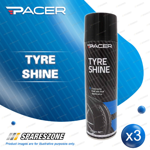 3 x Pacer Tyre Shine 350Gm - Long-Lasting Wet-Look Tyre Dressing Quick-Dry