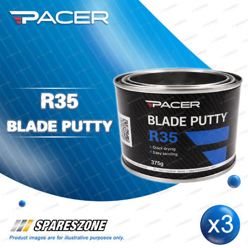 3 x Pacer R35 Blade Putty 375Gm - Smooth and Easy-Spreading Finishing Filler