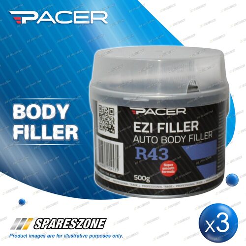 3 x Pacer R43 Ezi Body Filler 500GM Super Smooth Multi-purpose Filler