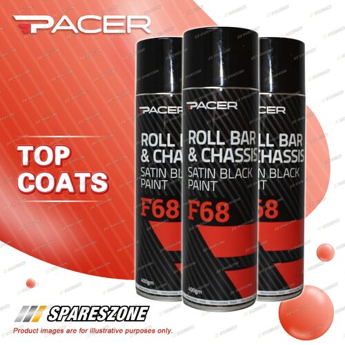 3 x Pacer F68 Roll Bar Chassis Satin Black 400Gram for Roll Bars Frames Trailers