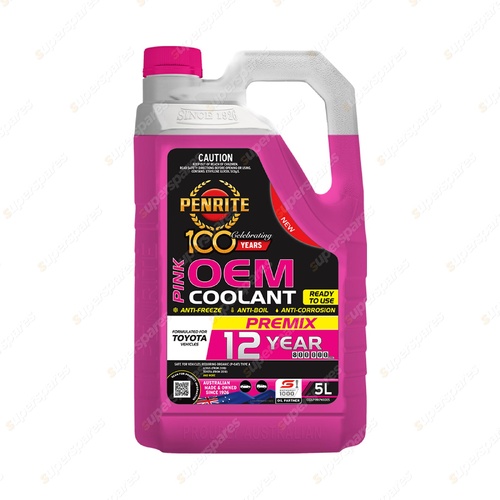 Penrite Pink OEM Coolant Premix Formulated for Toyota Vehicles 5L COOLPINKPMX005