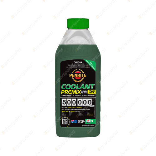 Penrite 500,000KM Green Coolant Premix Engine Coolant 1L COOL500GREENPMX001