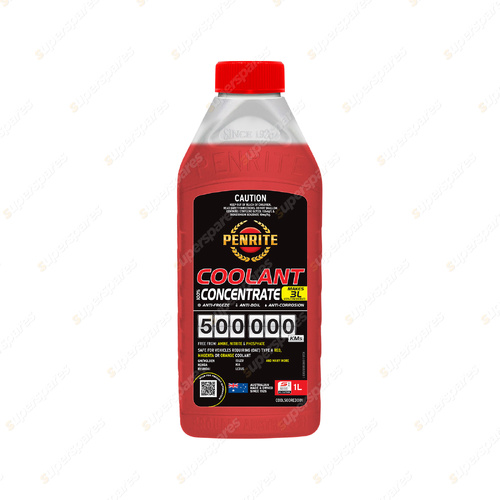 Penrite 500,000KM Red Coolant Concentrate Engine Coolant 1 Liter COOL500RED001