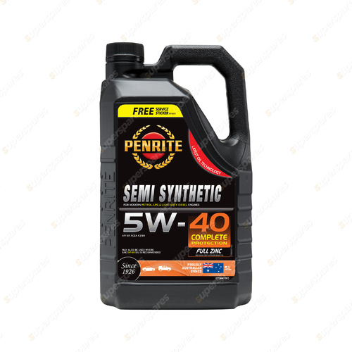 Penrite Semi Synthetic 5W-40 Engine Oil for petrol Diesel Engines 5L ED5W40005