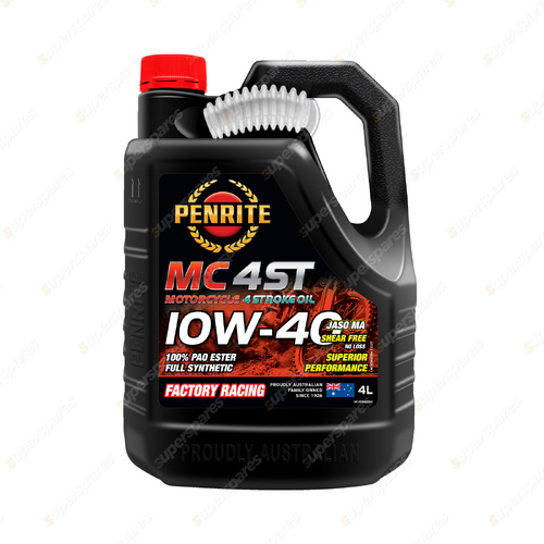 Penrite MC-4ST 10W-40 100% PAO & ESTER Motorcycle Engine Oil 4L MC410W40004
