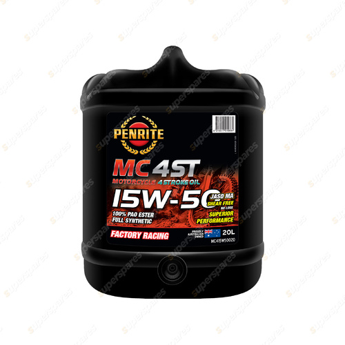Penrite MC-4ST 15W-50 100% PAO & ESTER Motorcycle Engine Oil 20L MC415W50020
