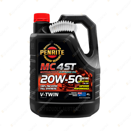 Penrite MC-4ST V TWIN 20W-50 Motorcycle 4 stroke Engine Oil 4L MC4VT20W50004