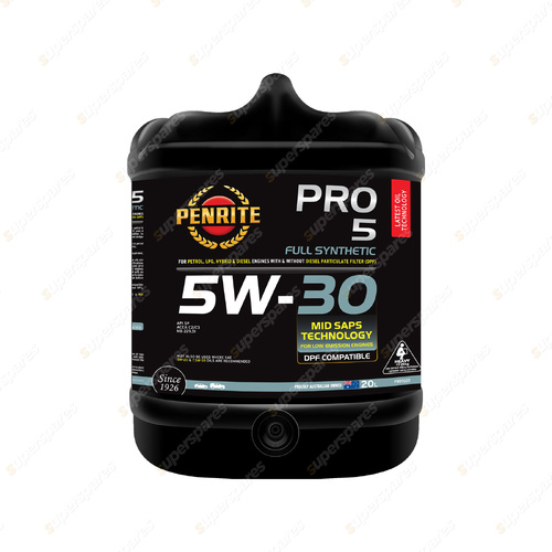 1 x Penrite Full Synthetic PRO 5 5W-30 Engine Oil 20 Liter - PRO5020