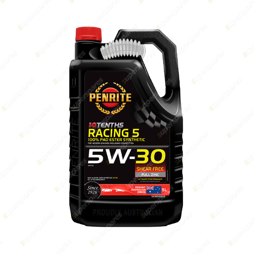 Penrite 10 Tenths RACING 5W-30 100% PAO & ESTER Engine Oil 5L RACING5W30005