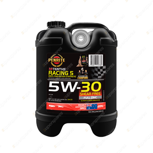 Penrite 10 Tenths RACING 5W-30 100% PAO & ESTER Engine Oil 20L RACING5W30020
