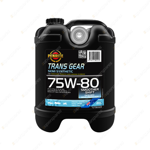 Penrite Semi Synthetic Trans Gear 75W-80 Manual Gearbox Oil 20L TG7580020