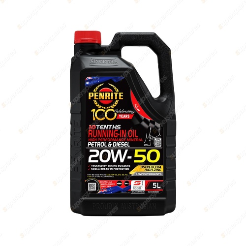 Penrite Mineral 10 Tenths Running-In Oil 20W-50 Engine Oil 5L - RUN20W50005