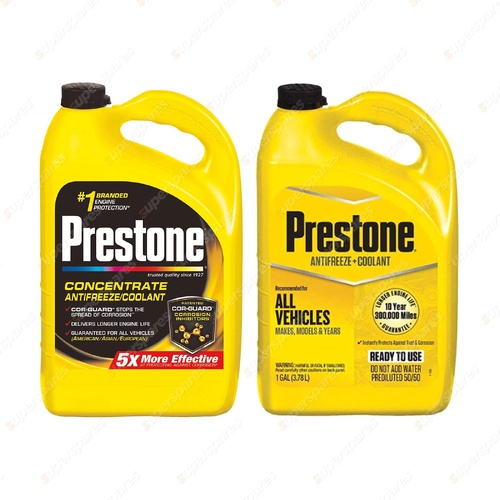 Prestone 3.78L Concentrated Antifreeze and 3.78L 50/50 Antifreez Coolant