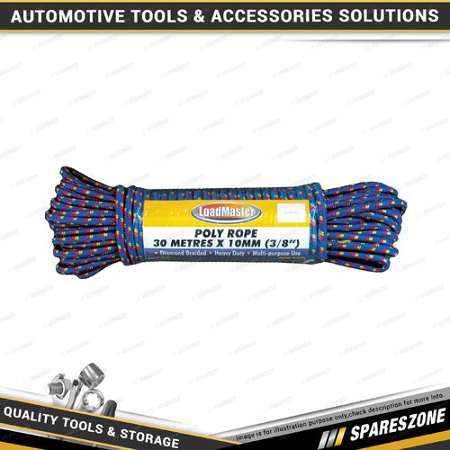 Loadmaster 30M x 10mm Poly Rope - Diamond Braided Heavy Duty Multi Purpose Use