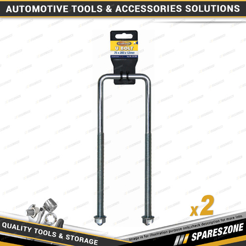2 x Loadmaster U Bolts - Square 75 x 12 x 260mm Carbon Steel Grade 101